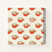 Niedliche Latte Art in Red Coffee Mugs Muster Notizblock (Rückseite)