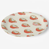 Niedliche Latte Art in Red Coffee Mugs Muster Pappteller (Schrägansicht)