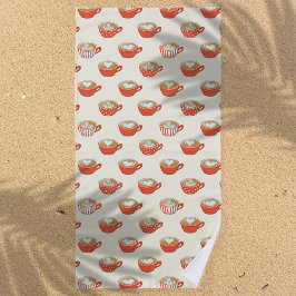 Niedliche Latte Art in Red Coffee Mugs Muster Strandtuch