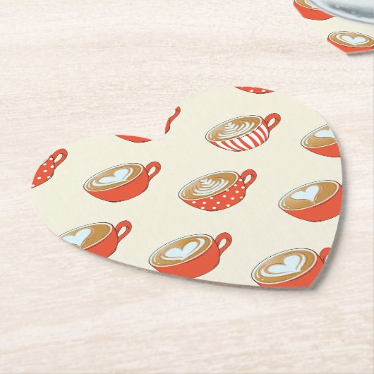 Niedliche Latte Art in Red Coffee Mugs Muster Untersetzer (angewinkelt)