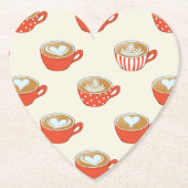 Niedliche Latte Art in Red Coffee Mugs Muster Untersetzer (Vorderseite)
