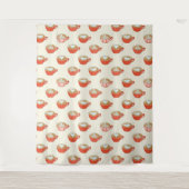 Niedliche Latte Art in Red Coffee Mugs Muster Wandteppich (Vorderseite)