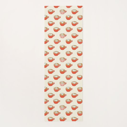 Niedliche Latte Art in Red Coffee Mugs Muster Yogamatte (Rückseite)