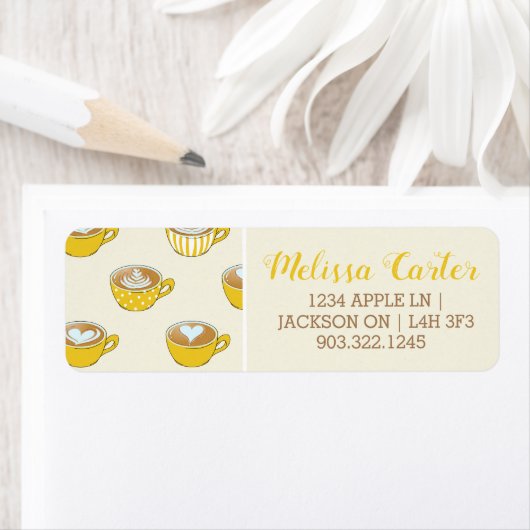 Niedliche Latte Art in Yellow Coffee Mugs Muster (Insitu)