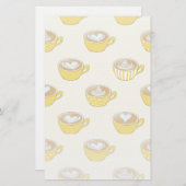 Niedliche Latte Art in Yellow Coffee Mugs Muster Briefpapier (Vorne/Hinten)