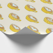 Niedliche Latte Art in Yellow Coffee Mugs Muster Geschenkpapier (Ecke)
