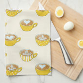Niedliche Latte Art in Yellow Coffee Mugs Muster Geschirrtuch (Viertel Falte)