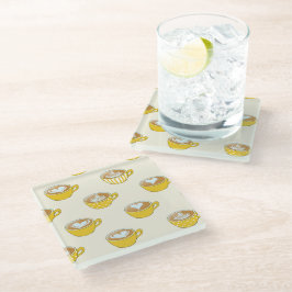 Niedliche Latte Art in Yellow Coffee Mugs Muster Glasuntersetzer