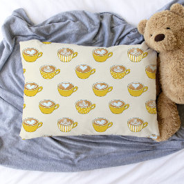 Niedliche Latte Art in Yellow Coffee Mugs Muster Kissenbezug