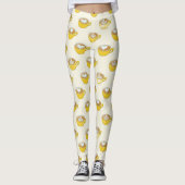 Niedliche Latte Art in Yellow Coffee Mugs Muster Leggings (Vorderseite)