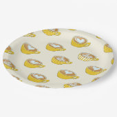 Niedliche Latte Art in Yellow Coffee Mugs Muster Pappteller (Schrägansicht)