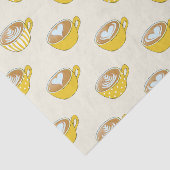 Niedliche Latte Art in Yellow Coffee Mugs Muster Seidenpapier (Ausschnitt)