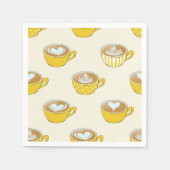 Niedliche Latte Art in Yellow Coffee Mugs Muster Serviette (Vorderseite)