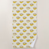 Niedliche Latte Art in Yellow Coffee Mugs Muster Strandtuch (Vorderseite)