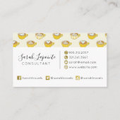 Niedliche Latte Art in Yellow Coffee Mugs Muster Visitenkarte (Rückseite)