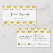 Niedliche Latte Art in Yellow Coffee Mugs Muster Visitenkarte (Vorne/Hinten)