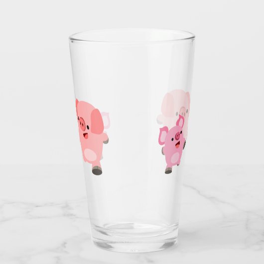 Niedliche laufende Cartoon-Schweine Glas (Rechts)