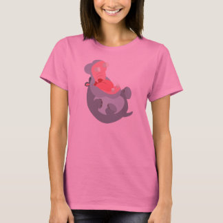 Niedliche Laughing Cartoon Hippo Women T - Shirt