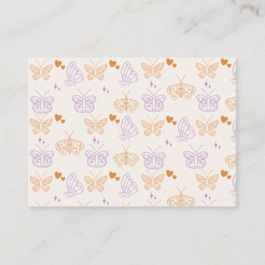 Niedliche Lavendel & Orange Butterfly Babydusche Begleitkarte (Rückseite)