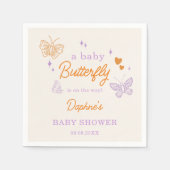 Niedliche Lavendel & Orange Butterfly Babydusche Serviette (Vorderseite)