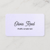 Niedliche Lavendel-Script-Visitenkarte Visitenkarte (Vorderseite)