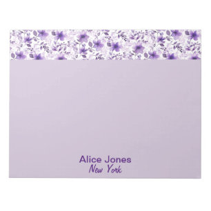Niedliche Lavendelmuster Aquarellfarben Blume Notizblock