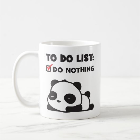Niedliche Lazy Panda - zu erledigen - NICHTS - Fun Kaffeetasse (Links)