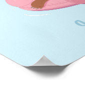 Niedliche Lazy Sloth auf rosa Flamingo Float Print Poster (Ecke)