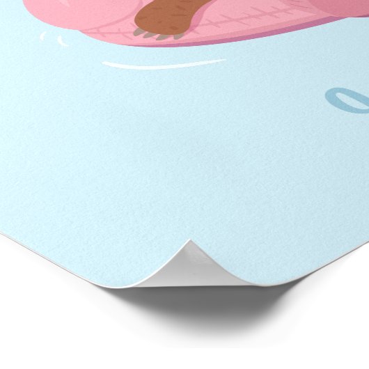 Niedliche Lazy Sloth auf rosa Flamingo Float Print Poster (Ecke)