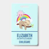 Niedliche Lazy-Sloth mit Sun & Rainbow Ausweis (Rückseite)