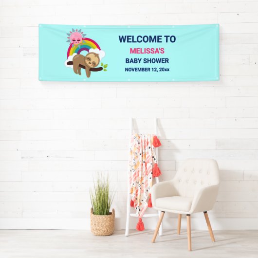 Niedliche Lazy-Sloth mit Sun & Rainbow Banner (Insitu)