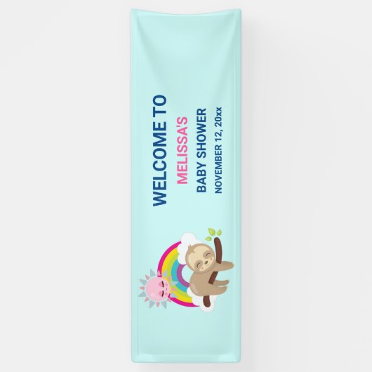 Niedliche Lazy-Sloth mit Sun & Rainbow Banner (Vertikal)