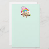 Niedliche Lazy-Sloth mit Sun & Rainbow Briefpapier (Vorne/Hinten)