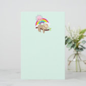 Niedliche Lazy-Sloth mit Sun & Rainbow Briefpapier (Stehend Vorderseite)