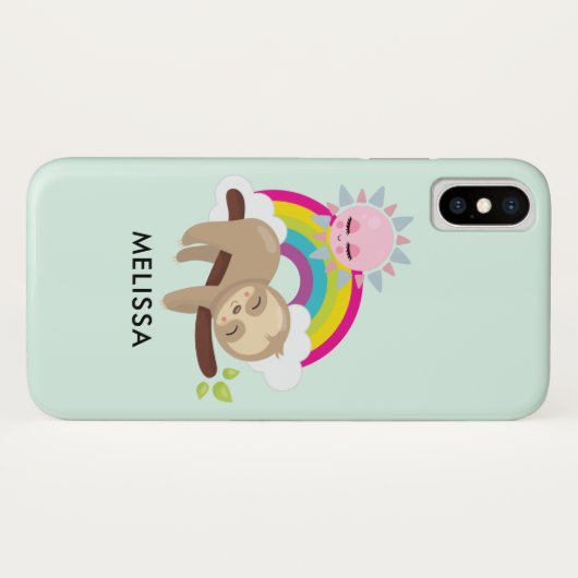 Niedliche Lazy-Sloth mit Sun & Rainbow Case-Mate iPhone Hülle (Rückseite (Horizontal))
