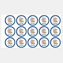 Niedliche Lazy-Sloth mit Sun & Rainbow Etiketten