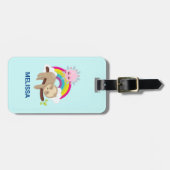 Niedliche Lazy-Sloth mit Sun & Rainbow Gepäckanhänger (Vorderseite horizontal)