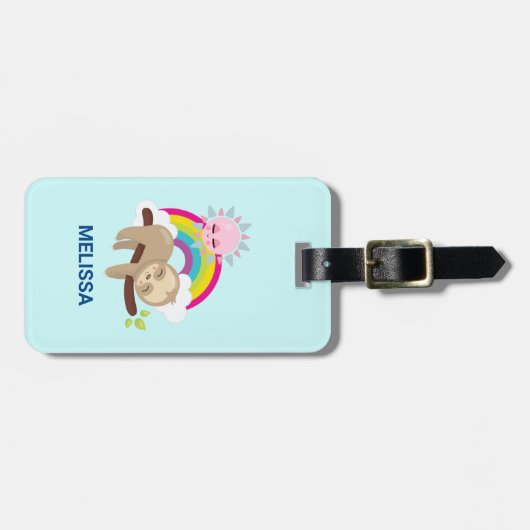 Niedliche Lazy-Sloth mit Sun & Rainbow Gepäckanhänger (Vorderseite horizontal)