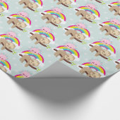 Niedliche Lazy-Sloth mit Sun & Rainbow Geschenkpapier (Ecke)