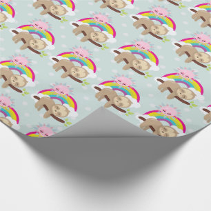 Niedliche Lazy-Sloth mit Sun & Rainbow Geschenkpapier