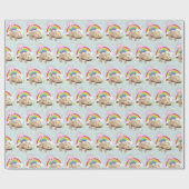 Niedliche Lazy-Sloth mit Sun & Rainbow Geschenkpapier (Flach)