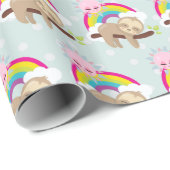 Niedliche Lazy-Sloth mit Sun & Rainbow Geschenkpapier (Rolleneckpunkt)