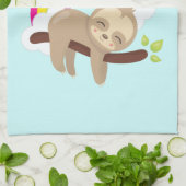 Niedliche Lazy-Sloth mit Sun & Rainbow Geschirrtuch (Gefaltet)