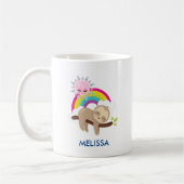 Niedliche Lazy-Sloth mit Sun & Rainbow Kaffeetasse (Links)