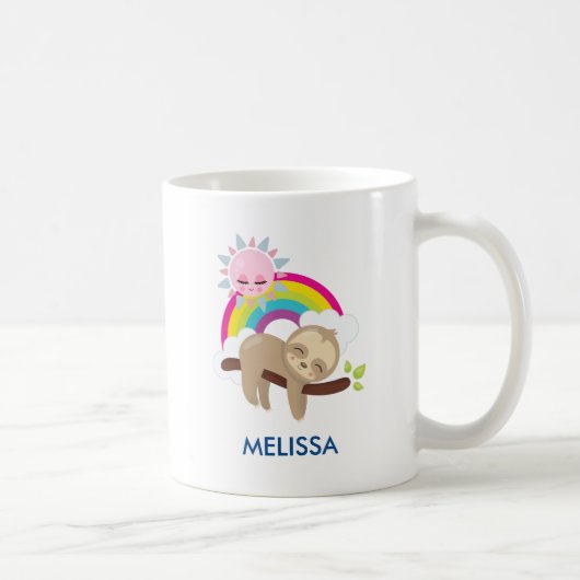 Niedliche Lazy-Sloth mit Sun & Rainbow Kaffeetasse (Rechts)