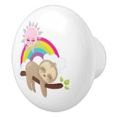 Niedliche Lazy-Sloth mit Sun & Rainbow Keramikknauf (Rechts)