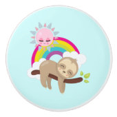 Niedliche Lazy-Sloth mit Sun & Rainbow Keramikknauf (Vorderseite)