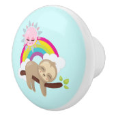 Niedliche Lazy-Sloth mit Sun & Rainbow Keramikknauf (Rechts)