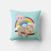 Niedliche Lazy-Sloth mit Sun & Rainbow Kissen (Vorderseite)