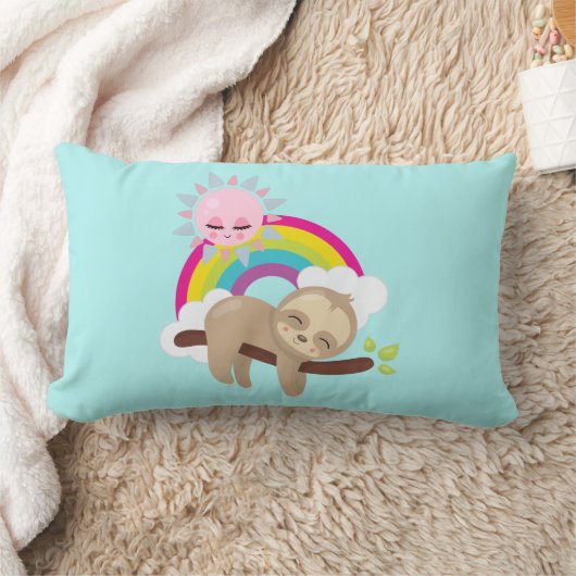 Niedliche Lazy-Sloth mit Sun & Rainbow Lendenkissen (Decke)